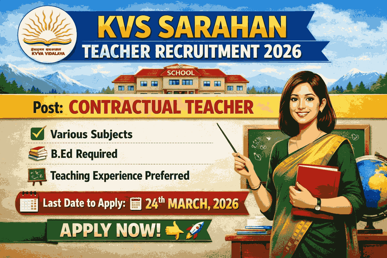 KVS Sarahan Teacher Recruitment